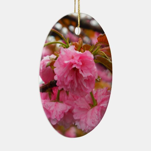 Hot-roze Cherry Blossom Flowers Keramisch Ornament (Rechts)