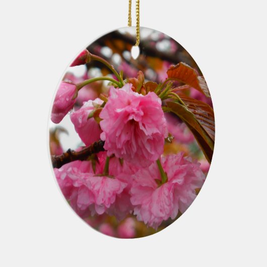 Hot-roze Cherry Blossom Flowers Keramisch Ornament (Rechts)