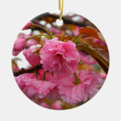 Hot-roze Cherry Blossom Flowers Keramisch Ornament (Voorkant)