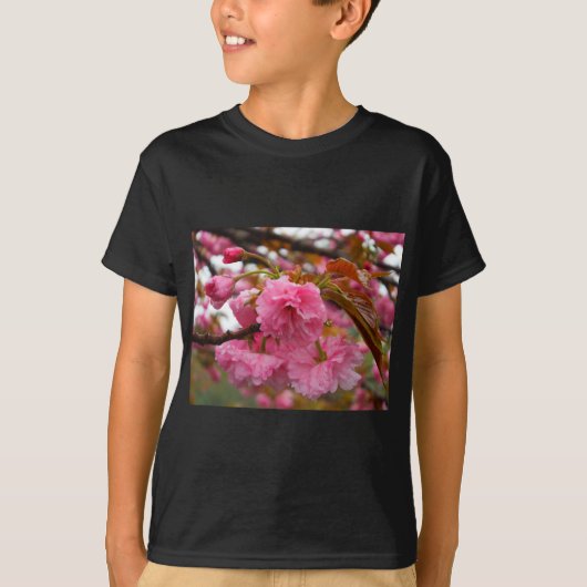 Hot-roze Cherry Blossom Flowers T-shirt (Voorkant)