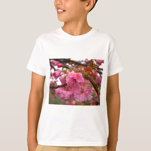Hot-roze Cherry Blossom Flowers T-shirt (Voorkant)