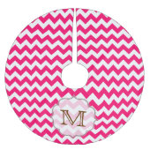 Hot roze Chevron Strip Monogram Initiaal boomrok Kerstboom Rok (Voorkant)