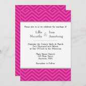 Hot-roze Chevron Wedding-uitnodigingen Kaart (Voorkant / Achterkant)