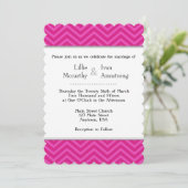Hot-roze Chevron Wedding-uitnodigingen Kaart (Staand voorkant)