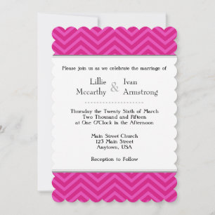 Hot-roze Chevron Wedding-uitnodigingen Kaart