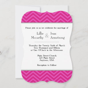 Hot-roze Chevron Wedding-uitnodigingen Kaart