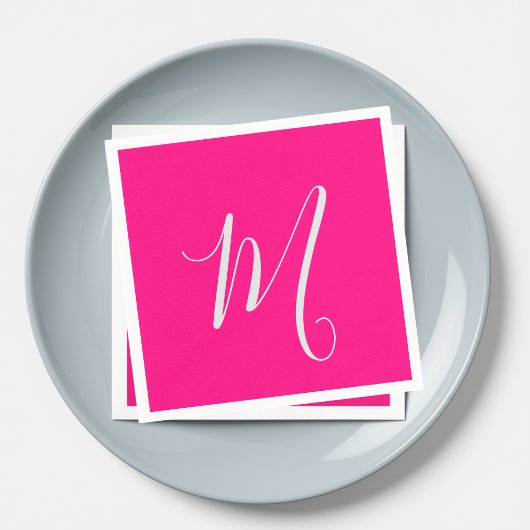 hot roze - chic monogram servet