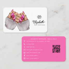 Hot-Roze Chic Nagelsalon Design Visitekaartje