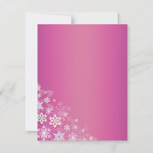 Hot Roze Chic Snowflake Sweet16 Uitnodiging (Achterkant)