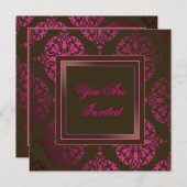 Hot-roze chocolade Bruin en Roze partijuitnodiging Kaart (Voorkant / Achterkant)