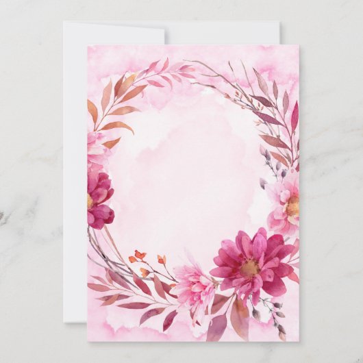 Hot-roze Chrysanthemum Couples Shower Invitations (Achterkant)