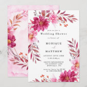 Hot-roze Chrysanthemum Wedding Shower-uitnodiginge (Voorkant / Achterkant)