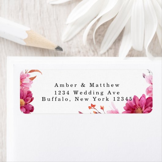 Hot-roze Chrysanthemum Weduwingadres Etiket (Insitu)