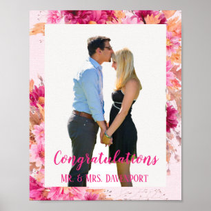 Hot-roze Chrysanthemumliefde in bloom, aangepast Poster