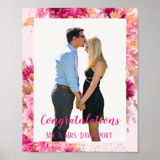 Hot-roze Chrysanthemumliefde in bloom, aangepast Poster (Voorkant)