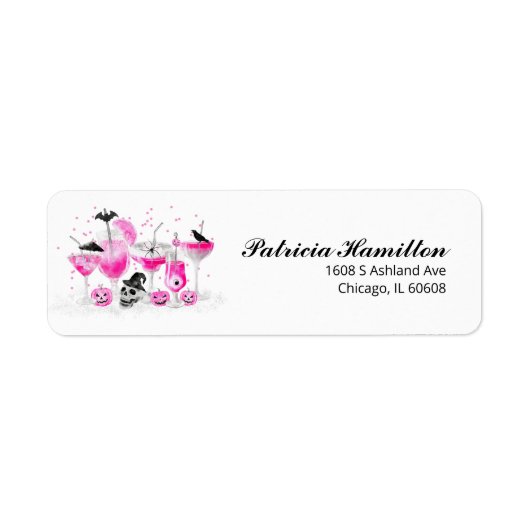 Hot-roze Cocktails Halloween Vrijgezellenfeest Etiket (Voorkant)