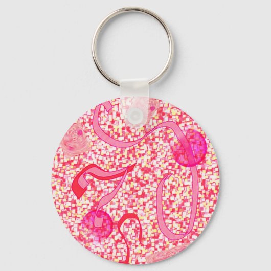 Hot-roze Confetti Sleutelhanger (Voorkant)