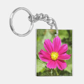 Hot-Roze Cosmos Flower Sleutelhanger (Voorkant Links)