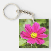 Hot-Roze Cosmos Flower Sleutelhanger (Voorkant)