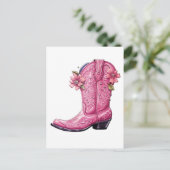 Hot roze cowgirl laars howdy briefkaart (Staand voorkant)