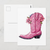 Hot roze cowgirl laars howdy briefkaart (Voorkant / Achterkant)