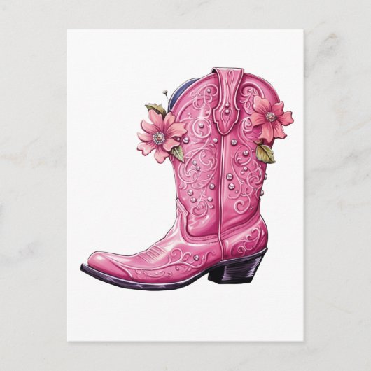 Hot roze cowgirl laars howdy briefkaart (Voorkant)