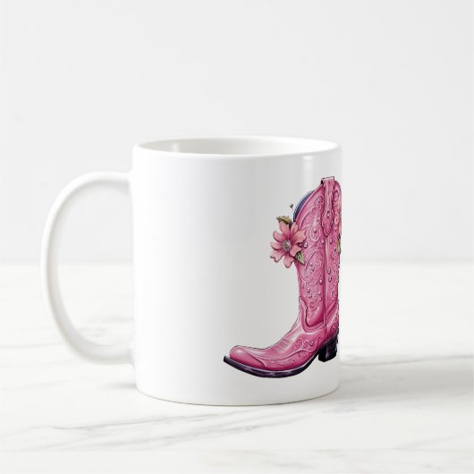 Hot roze cowgirl laars howdy koffiemok (Links)
