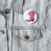 Hot roze cowgirl laars howdy ronde button 5,7 cm (In situ)