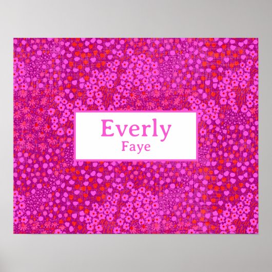 Hot Roze Custom Baby Meisje Naam Kwekerij Decor Poster (Voorkant)