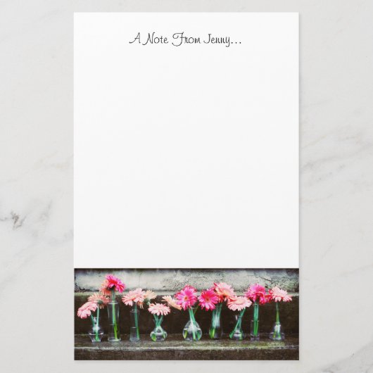 Hot-roze Daisies in Vases Briefpapier (Voorkant)