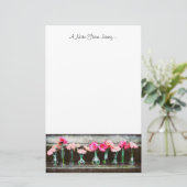 Hot-roze Daisies in Vases Briefpapier (Staand voorkant)