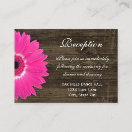 Hot-roze Daisy Wedding Reception Direction Card Informatiekaartje