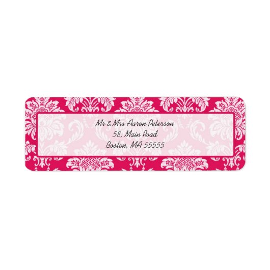 Hot-roze Damask  Adresetiketten Etiket (Voorkant)