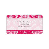 Hot-roze Damask  Adresetiketten Etiket (Voorkant)