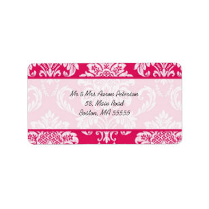 Hot-roze Damask  Adresetiketten Etiket