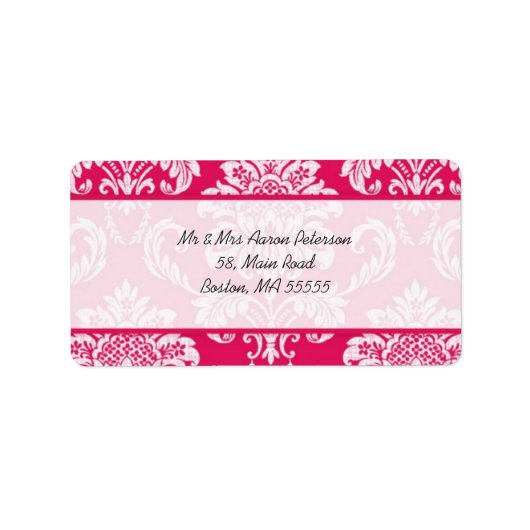 Hot-roze Damask Adresetiketten Etiket (Voorkant)