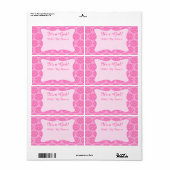 Hot-roze Damask Girl Baby shower Aangepaste naam L Etiket (Full Sheet)