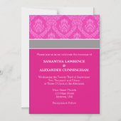 Hot-roze Damask Magnetic Wedding Invitation Magnetische Uitnodiging (Voorkant)