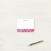 Hot-roze Damask-patroon - Script-naam Post-it® Notes (Op bureau)