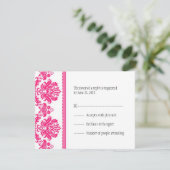Hot-roze Damask RSVP-kaarten RSVP Kaartje (Staand voorkant)