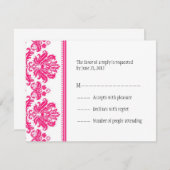 Hot-roze Damask RSVP-kaarten RSVP Kaartje (Voorkant / Achterkant)