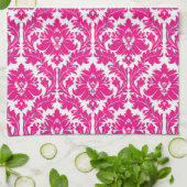 Hot-roze Damask Theedoek (Gevouwen)