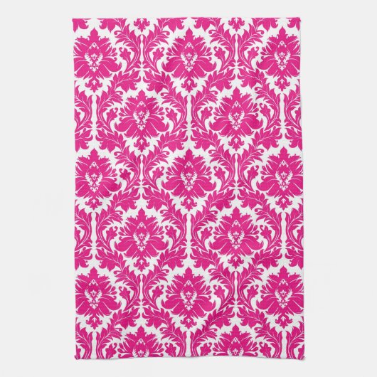 Hot-roze Damask Theedoek (Verticaal)