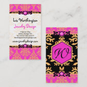 Hot-roze Damask voor Mode Designer, Stylist Visitekaartje (Voorkant / Achterkant)