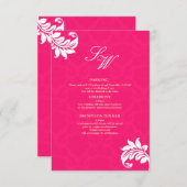 Hot-Roze Damask Wedding Enclosure Kaart (Voorkant / Achterkant)
