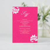 Hot-Roze Damask Wedding Enclosure Kaart (Staand voorkant)