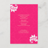Hot-Roze Damask Wedding Enclosure Kaart (Achterkant)