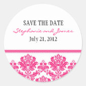 Hot-Roze Damask Wedding Sticker (Voorkant)