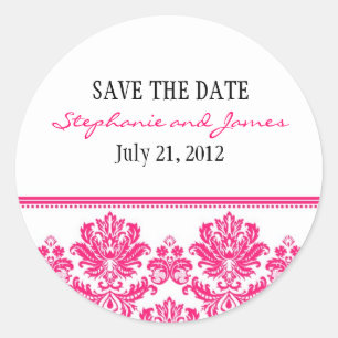 Hot-Roze Damask Wedding Sticker
