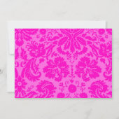 Hot-roze Damask Wedding-uitnodigingen Kaart (Achterkant)